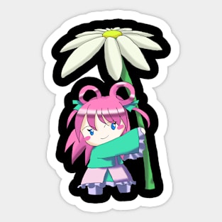 Little Girl under a Flower Sticker